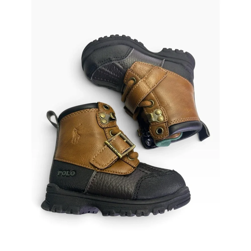 Polo Ralph Lauren Coley Mid II Snow Boots Boys Toddler Size 5 Brown Winter Warm